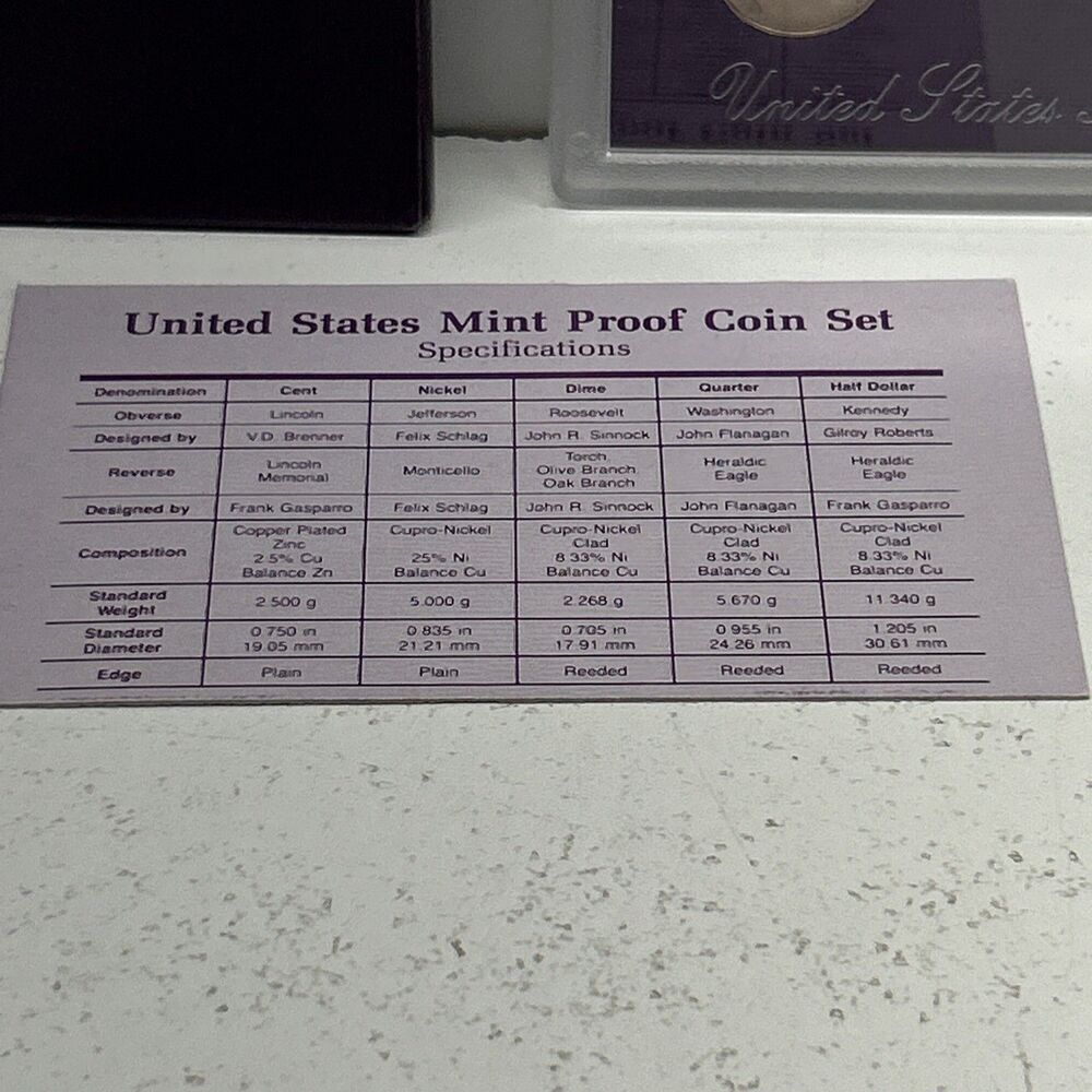 1989 S United States Mint proof Set. With OGP+COA. 5-Coins. - Picture 3 of 8